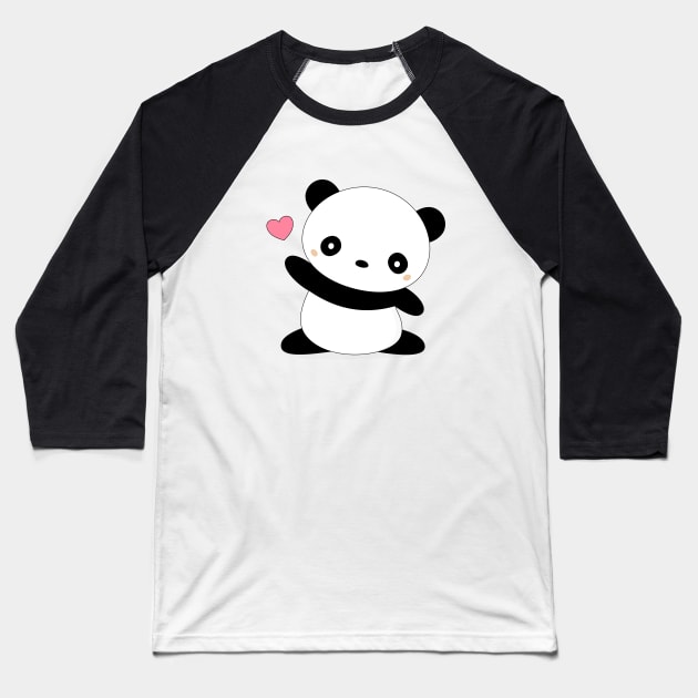 Kawaii Cute Panda Bear T-Shirt Baseball T-Shirt by happinessinatee